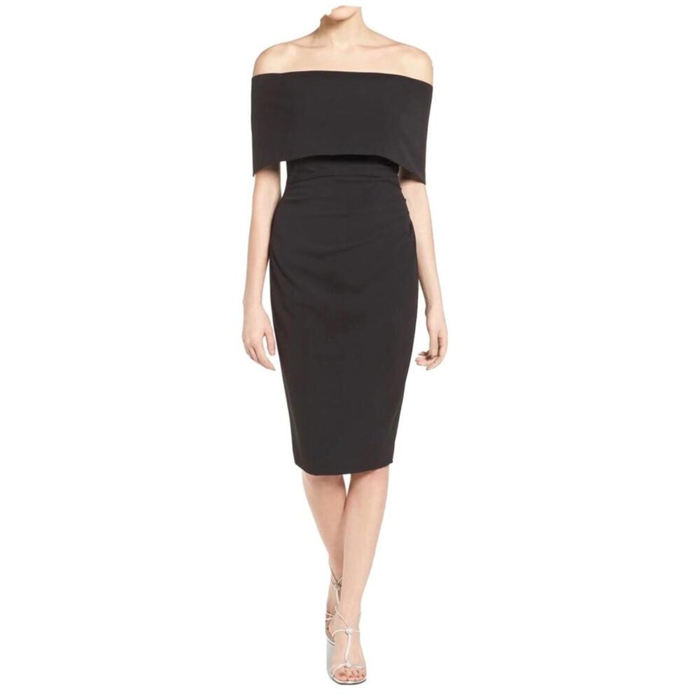 Vince Camuto Elegant Black Off-Shoulder Cocktail Dress